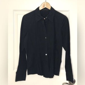The limited black dress shirt. Classic fit cotton and spandex. Size L.